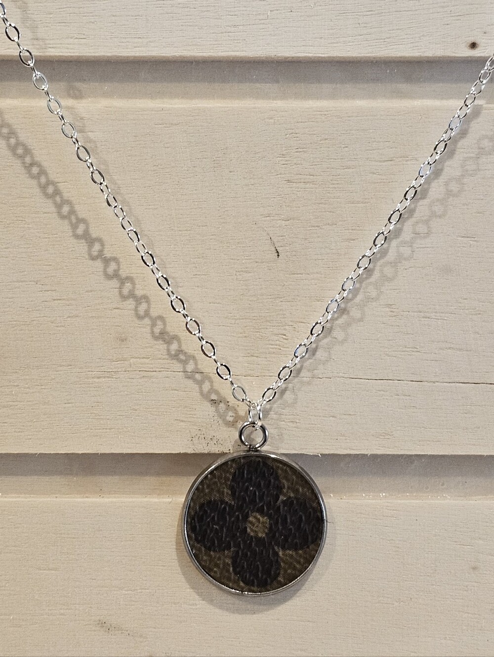 Louis Vuitton Piece In Pendant On 19" Silver Plated Necklace